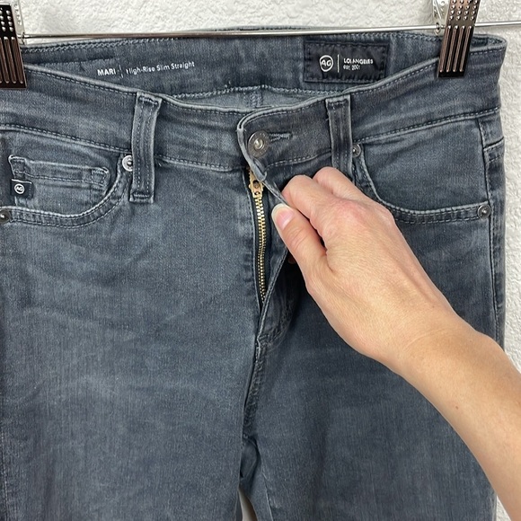 New AG Adriano Goldschmied Mari High Rise Slim Straight Jeans Faded Black Sz 24 - Picture 5 of 13